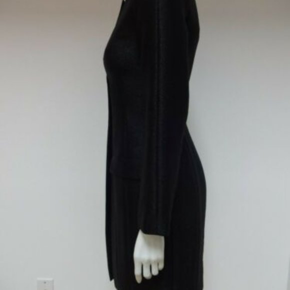 CHANEL Auth Black Shimmery Button Front Long Fitted Blazer Jacket 34 - Picture 7 of 9